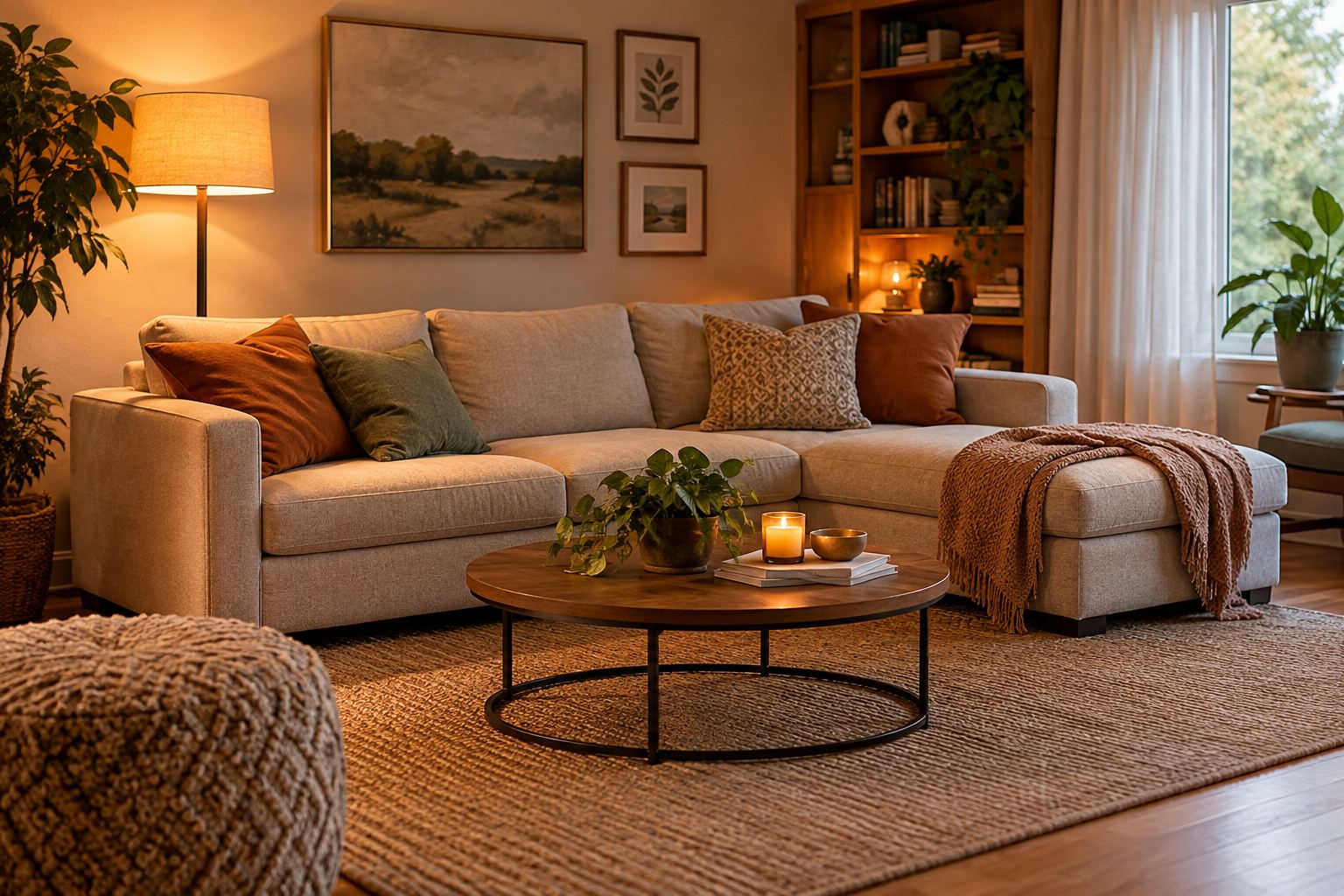 A cozy Yountville living room, illustrative